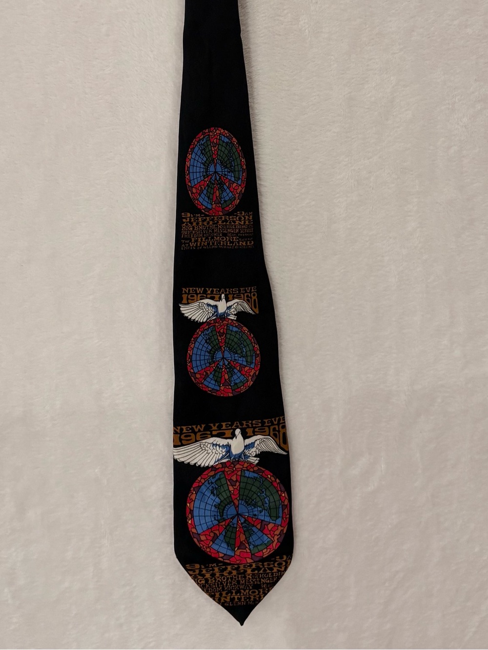✌️ Vintage Fillmore Poster Ties White Bird Silk Necktie  Psychedelic 1967–1968